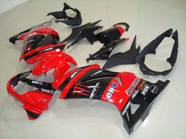 ABS Plástica Kawasaki ZX 250R 2008-2012 - Negro Rojo Monster