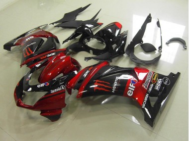 ABS Plástico Kawasaki ZX 250R 2008-2012 - Negro Rojo Monster
