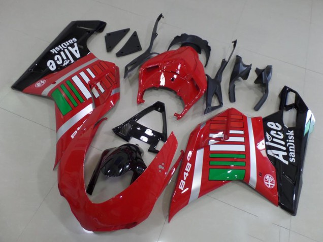 Carenado Ducati 848 1098 1198 2007-2014 - Alice con verde Carenado Ducati 848 1098 1198 2007-2014 - Alice con verde