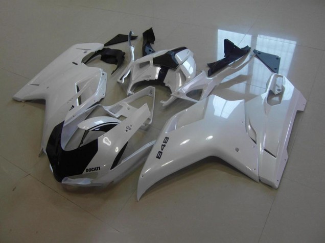 Carenado Ducati 848 1098 1198 2007-2014 - Blanco Perla Negro Raya Carenado Ducati 848 1098 1198 2007-2014 - Blanco Perla Negro Raya