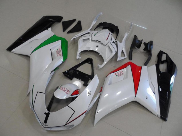 Carenado Ducati 848 1098 1198 2007-2014 - Blanco Perla con Italy Flag Carenado Ducati 848 1098 1198 2007-2014 - Blanco Perla con Italy Flag