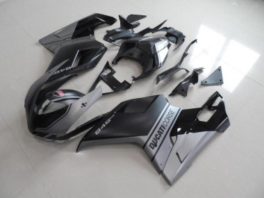 Carenado Ducati 848 1098 1198 2007-2014 - Negro Mate Plata Estilo OEM
