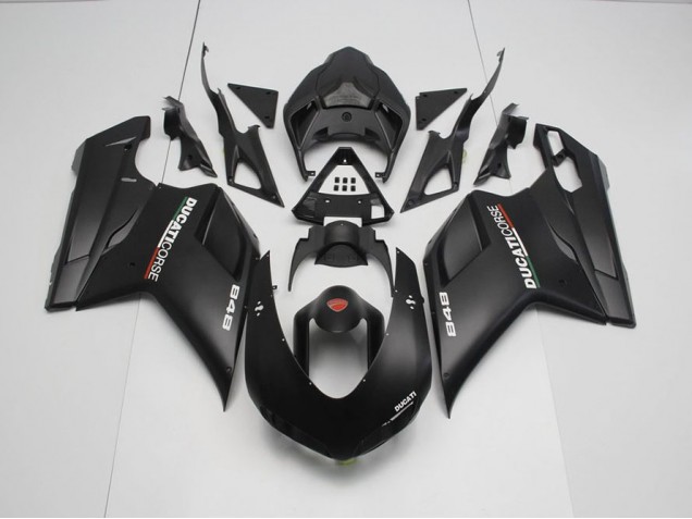 Carenado Ducati 848 1098 1198 2007-2014 - Negro Mate con Blanco Calcomanías Carenado Ducati 848 1098 1198 2007-2014 - Negro Mate con Blanco Calcomanías