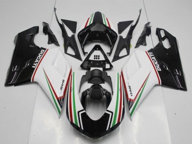 Carenado Ducati 848 1098 1198 2007-2014 - Negro Verde Y blanco