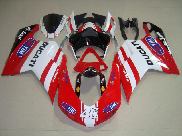 Carenado Ducati 848 1098 1198 2007-2014 - Rojo Blanco 46 Carenado Ducati 848 1098 1198 2007-2014 - Rojo Blanco 46