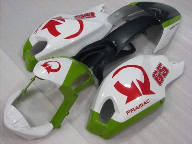 Carenado Ducati Monster 696 2008-2012 - Blanco Rojo PRAMAC 65 Carenado Ducati Monster 696 2008-2012 - Blanco Rojo PRAMAC 65