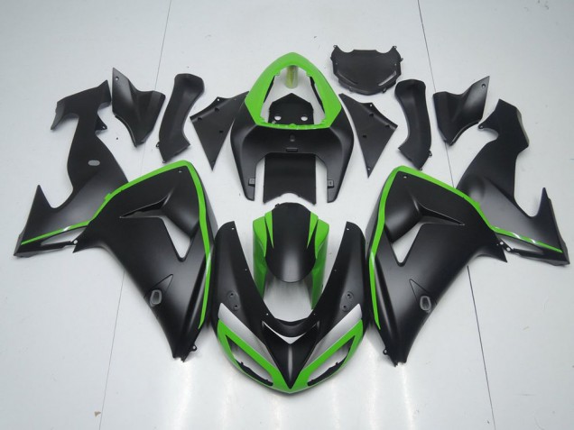 Carenado Kawasaki ZX10R 2006-2007 - Negro Mate con Verde Line Carenado Kawasaki ZX10R 2006-2007 - Negro Mate con Verde Line
