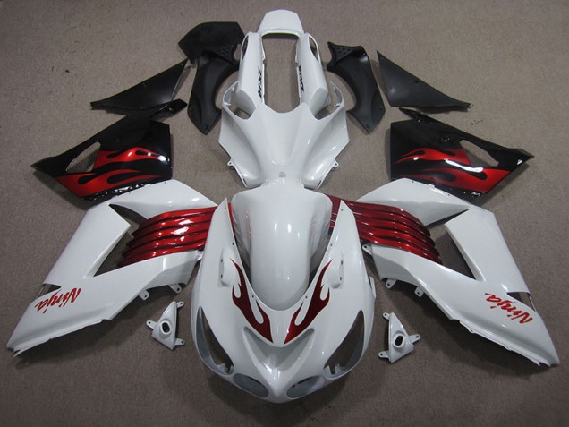 Carenado Kawasaki ZX14R ZZR 1400 2006-2011 - Blanco Rojo Ninja Carenado Kawasaki ZX14R ZZR 1400 2006-2011 - Blanco Rojo Ninja