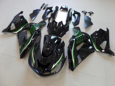 Carenado Kawasaki ZX14R ZZR 1400 2006-2011 - Brillante Negro con Verde Line
