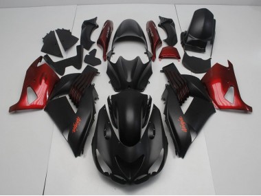 Carenado Kawasaki ZX14R ZZR 1400 2006-2011 - Negro Mate & Rojo