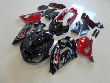 Carenado Kawasaki ZX14R ZZR 1400 2006-2011 - Negro Nd Rojo Plata Llama