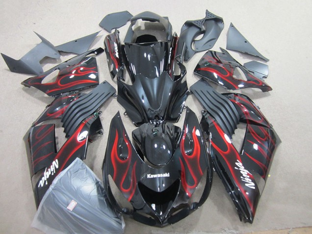 Carenado Kawasaki ZX14R ZZR 1400 2006-2011 - Negro Rojo Llama Ninja Carenado Kawasaki ZX14R ZZR 1400 2006-2011 - Negro Rojo Llama Ninja