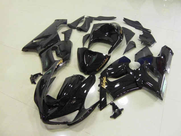 Carenado Kawasaki ZX6R 2005-2006 - Brillante Negro Oro Calcomanías Carenado Kawasaki ZX6R 2005-2006 - Brillante Negro Oro Calcomanías