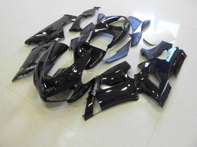 Carenado Kawasaki ZX6R 2005-2006 - Brillante Negro Plata Calcomanías Carenado Kawasaki ZX6R 2005-2006 - Brillante Negro Plata Calcomanías