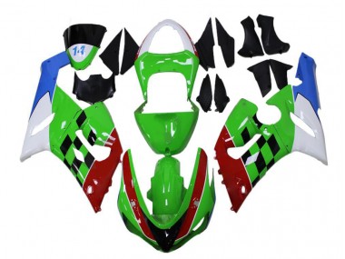 Carenado Kawasaki ZX6R 2005-2006 - Verde Rojo Blanco Azul