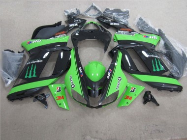 Carenado Kawasaki ZX6R 2007-2008 - Verde Negro 3M Monster