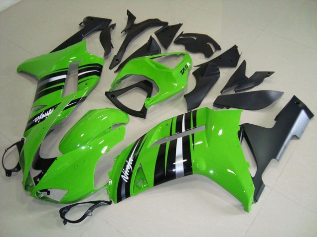Carenado Kawasaki ZX6R 2007-2008 - Verde & Plata Raya Carenado Kawasaki ZX6R 2007-2008 - Verde & Plata Raya