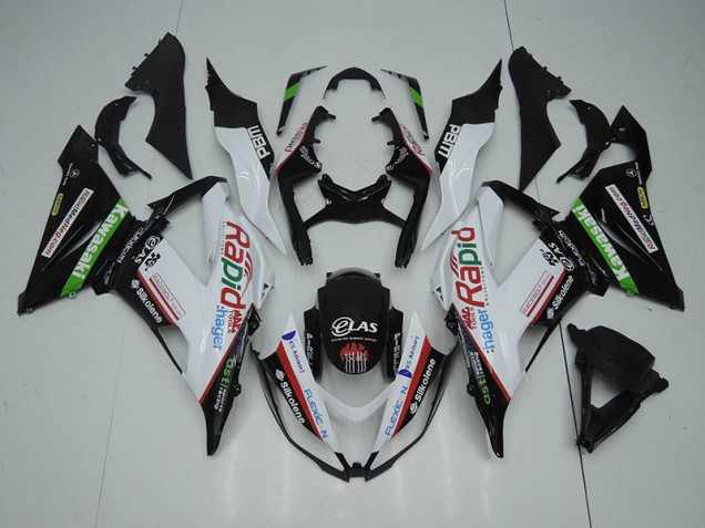 Carenado Kawasaki ZX6R 2013-2018 - Negro Blanco Rapid Hager