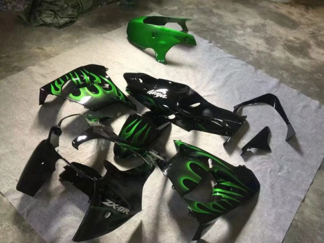 Carenado Kawasaki ZX9R 2000-2001 - Brillante Negro Verde Llama Carenado Kawasaki ZX9R 2000-2001 - Brillante Negro Verde Llama