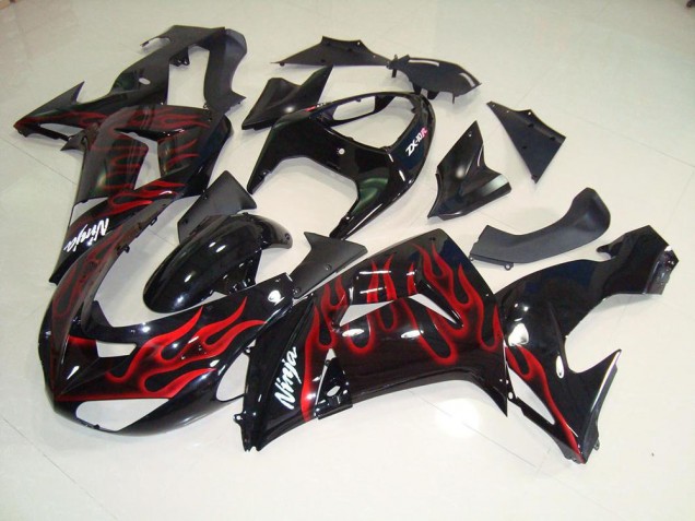 Carenado & Plástico Kawasaki ZX10R 2006-2007 - Negro Rojo Llama Carenado & Plástico Kawasaki ZX10R 2006-2007 - Negro Rojo Llama
