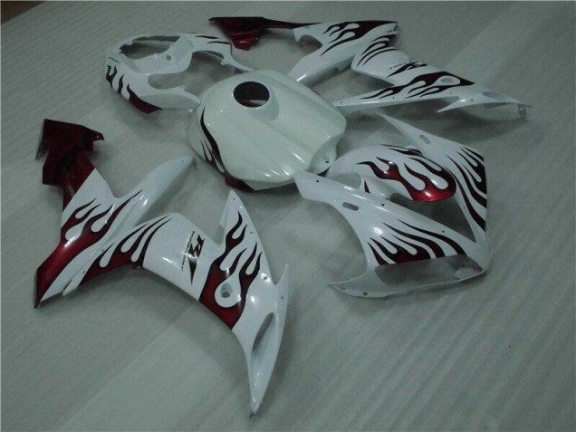 Carenado Yamaha R1 2004-2006 - Blanco Rojo Llama Carenado Yamaha R1 2004-2006 - Blanco Rojo Llama