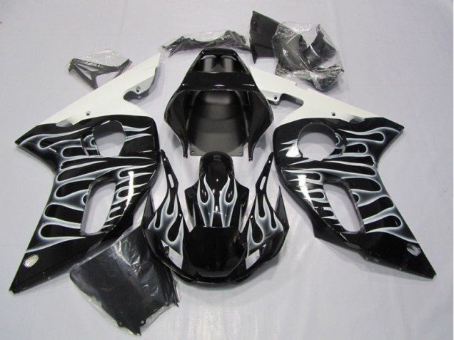 Carenado Yamaha R6 1998-2002 - Negro Blanco Llama Carenado Yamaha R6 1998-2002 - Negro Blanco Llama