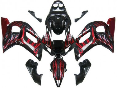 Carenado Yamaha R6 1998-2002 - Negro Rojo Llama