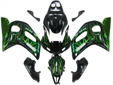 Carenado Yamaha R6 1998-2002 - Negro Verde Llama