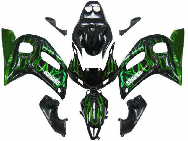 Carenado Yamaha R6 1998-2002 - Negro Verde Llama