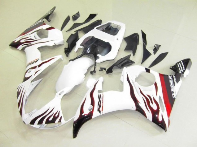 Carenado Yamaha R6 2003-2005 - Blanco & Llama Carenado Yamaha R6 2003-2005 - Blanco & Llama