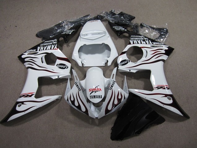 Carenado Yamaha R6 2003-2005 - Blanco Negro Llama Tiburón Carenado Yamaha R6 2003-2005 - Blanco Negro Llama Tiburón