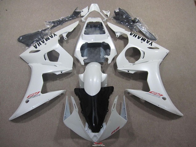 Carenado Yamaha R6 2003-2005 - Blanco con Negro Calcomanía Carenado Yamaha R6 2003-2005 - Blanco con Negro Calcomanía