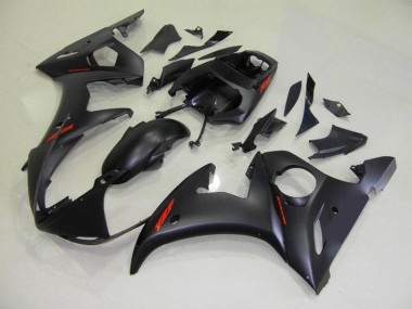 Carenado Yamaha R6 2003-2005 - Negro Mate Rojo Calcomanías