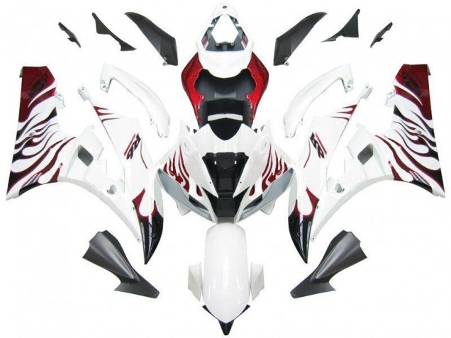 Carenado Yamaha R6 2006-2007 - Blanco Rojo Llama Carenado Yamaha R6 2006-2007 - Blanco Rojo Llama