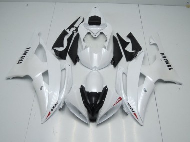 Carenado Yamaha R6 2008-2016 - Blanco Perla & Rojo Pegatinas