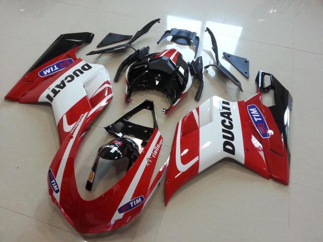 Inyección Kit Carenado Ducati 848 1098 1198 2007-2014 - Rojo Blanco Inyección Kit Carenado Ducati 848 1098 1198 2007-2014 - Rojo Blanco