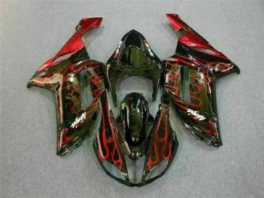 Kit Carenado Kawasaki ZX6R 2007-2008 - Negro Rojo Llama