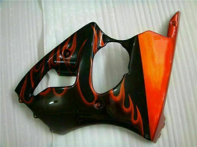 Kit Completo Carenado Kawasaki ZX6R 2000-2002 - Negro Rojo Llama Kit Completo Carenado Kawasaki ZX6R 2000-2002 - Negro Rojo Llama