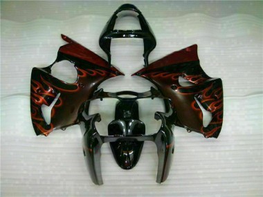 Kit Completo Carenado Kawasaki ZX6R 2000-2002 - Negro Rojo Llama