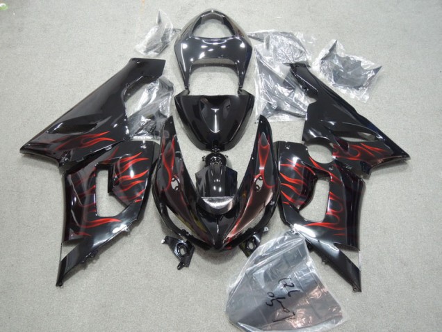 Kits Carenado Kawasaki ZX6R 2005-2006 - Negro Rojo Llama Kits Carenado Kawasaki ZX6R 2005-2006 - Negro Rojo Llama