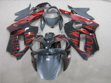 Kits Completo Carenado ABS Kawasaki ZX6R 2007-2008 - Negro Rojo Llama