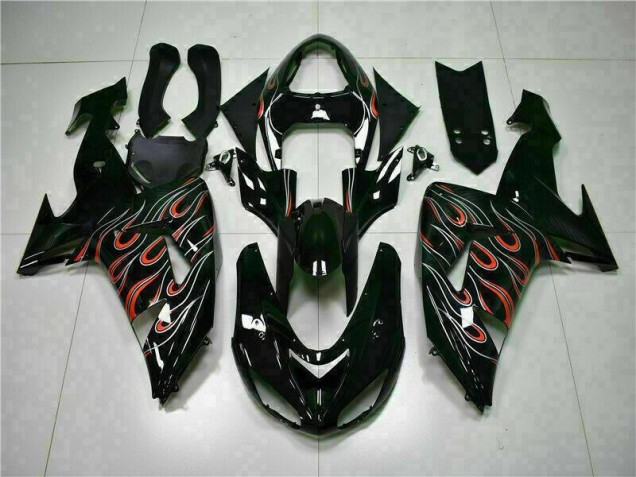 Kits Completo Carenado Kawasaki ZX10R 2006-2007 - Negro Rojo Llama