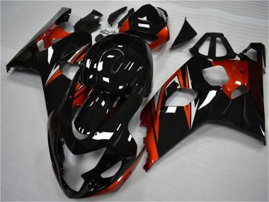 Carenados Moto Suzuki GSXR 600/750 2004-2005 - Negro Brillante Rojo Raya