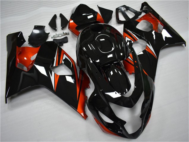 Carenados Moto Suzuki GSXR 600/750 2004-2005 - Negro Brillante Rojo Raya