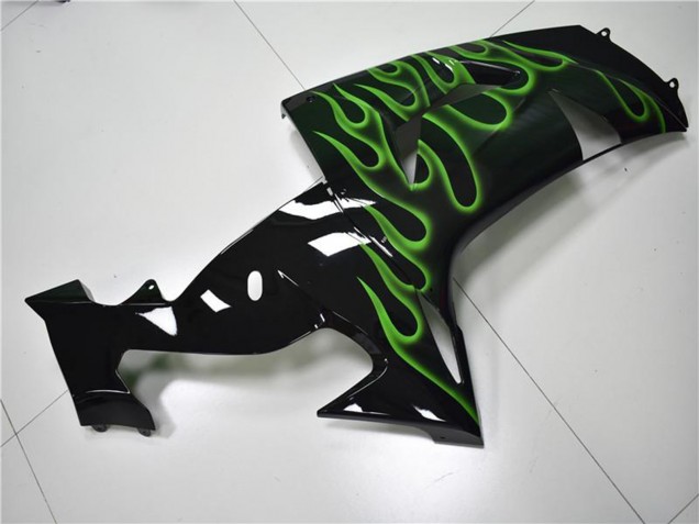 Carenados Moto Kawasaki ZX10R 2006-2007 - Negro Brillante Verde Llama