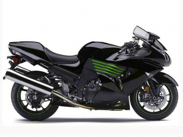 Carenados Moto Kawasaki ZX14R ZZR1400 2006-2011 - Negro Brillante Verde