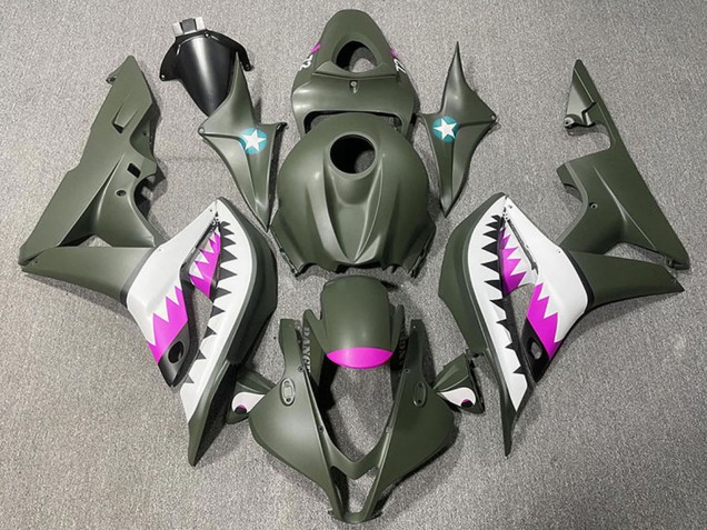 Carenados Moto Honda CBR600RR 2007-2008 - Verde Militar Blanco Rosa Tiburón