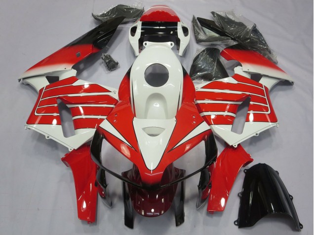 Carenados Moto Honda CBR600RR 2005-2006 - Blanco Rojo Negro Large Raya