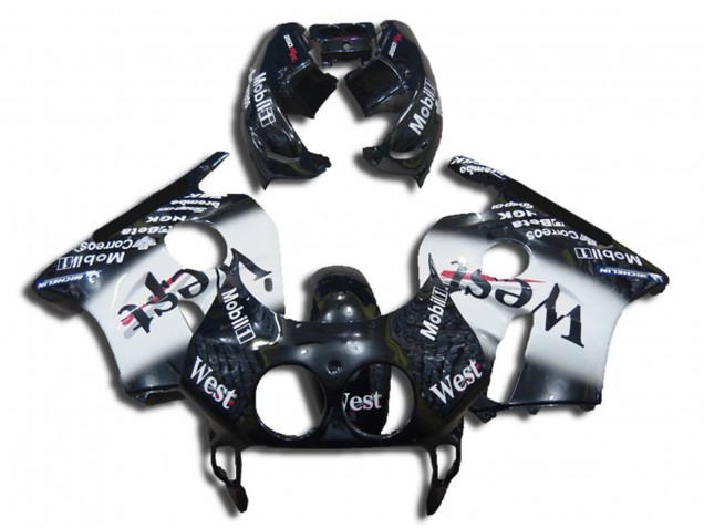 Carenados Moto Honda CBR250RR 1990-1998 - Negro Brillante Blanco West