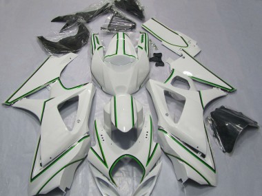 Carenados Moto Suzuki GSXR 1000 2007-2008 - Blanco Brillante Verde Pinstripe